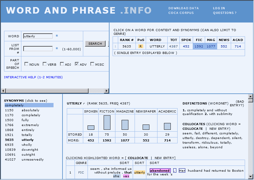 utterly by WORD AND PHRASE . INFO