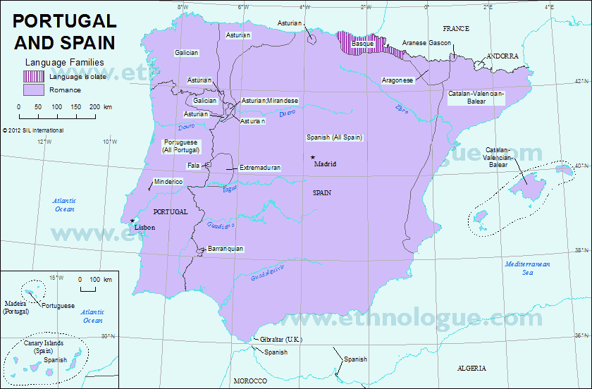 Linguistic Map of Portugal and Spain