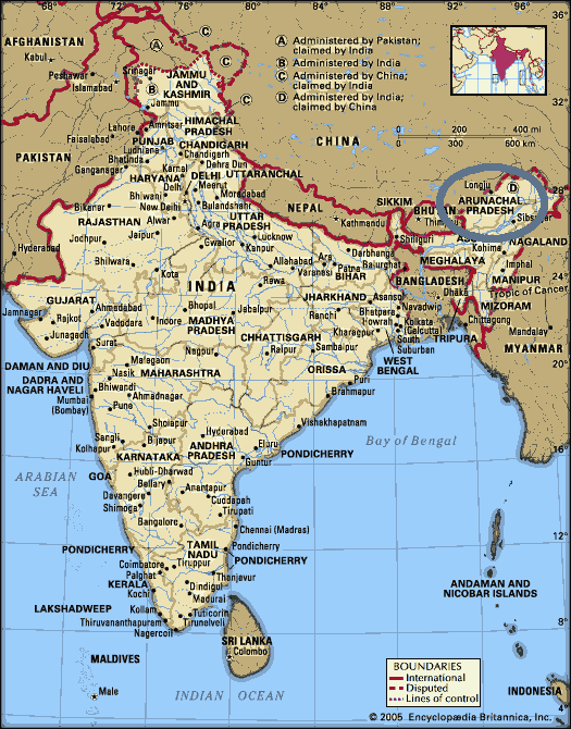 Map of Arunachal Pradesh