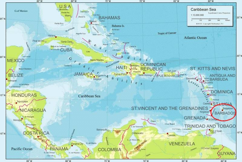 Map of Barbados