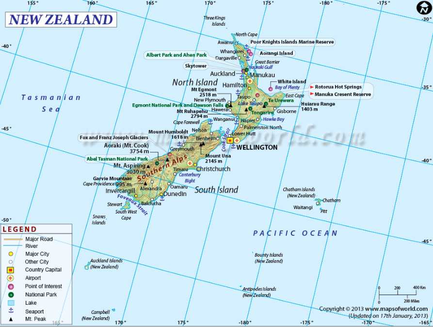 Map of New Zealand