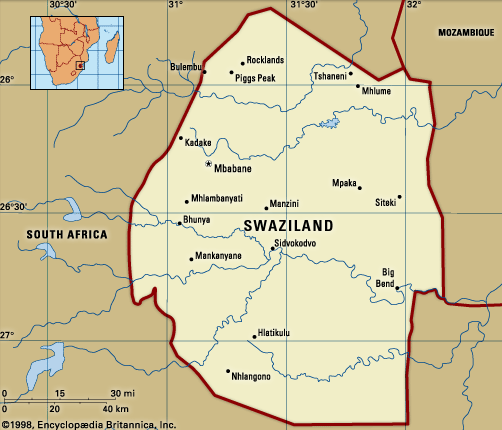 Map of Swaziland