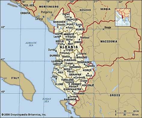 Map of Albania