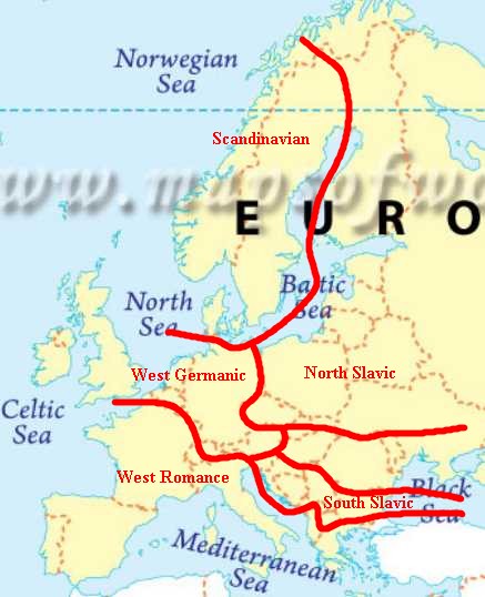 Map of Dialect Continua in Europe