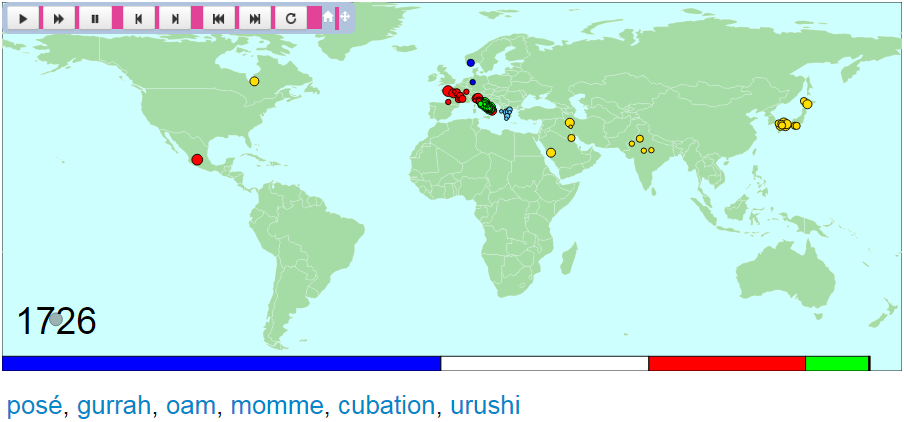 Map of Loanwords in 1726 by OED