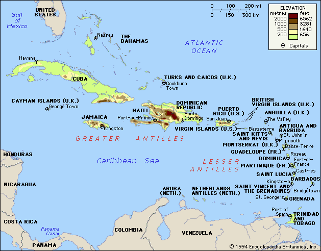 Map of the West Indies